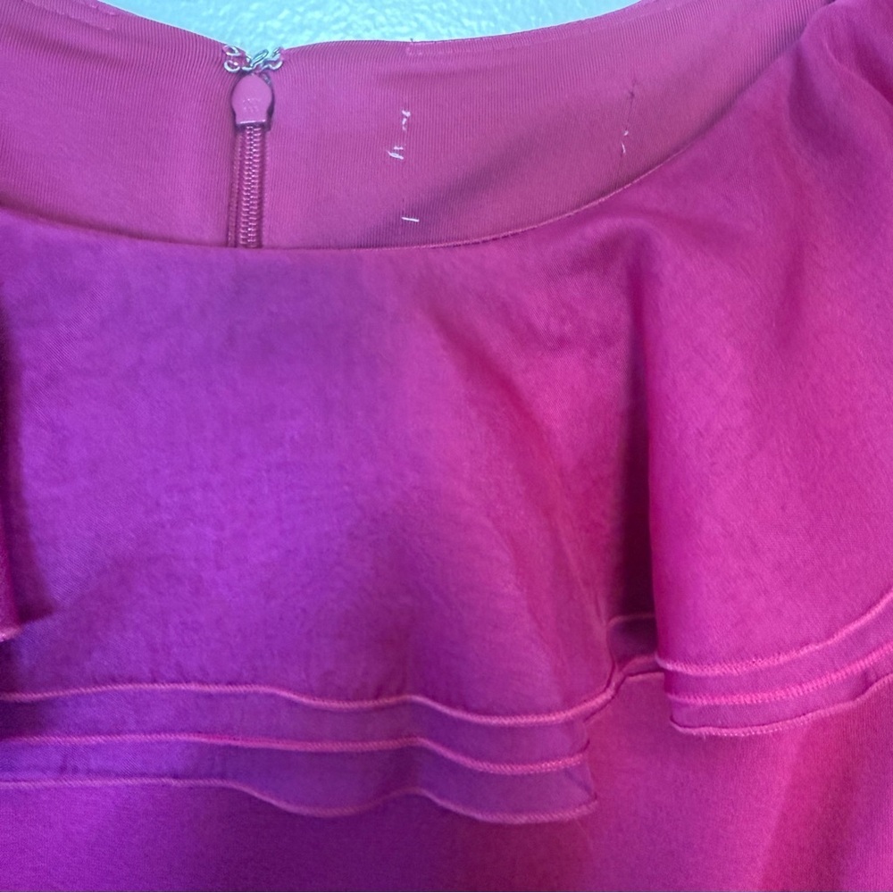Nue by Shani Fuschia Ruffled 3/4 Sleeve Sheath Dress - Picture 4 of 10